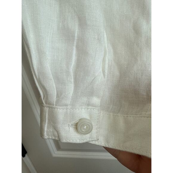 Coldwater Creek  Size Large 100% Linen Pleaded Button Down Long Sleeve Blouse - Picture 6 of 7